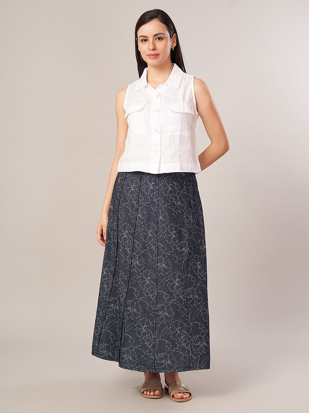 Women's 100% Cotton Regular Fit Skirt Denim