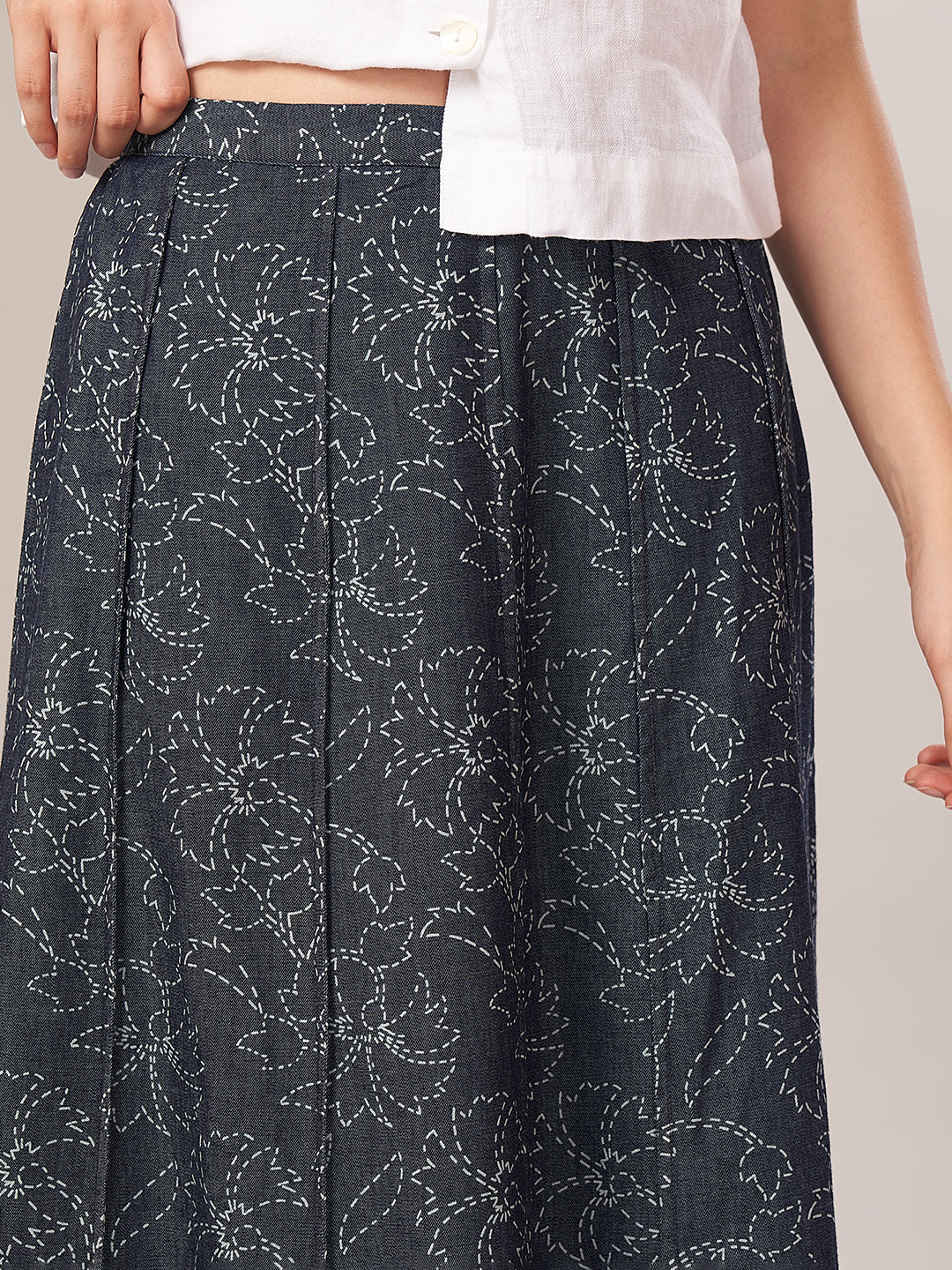 Women's 100% Cotton Regular Fit Skirt Denim