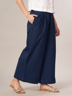 Women's Cotton Lycra Regular Fit Pant Navy