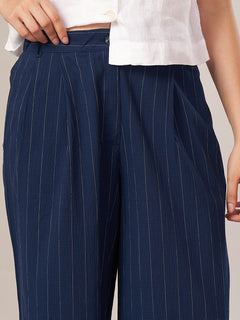 Women's Cotton Lycra Regular Fit Pant Navy