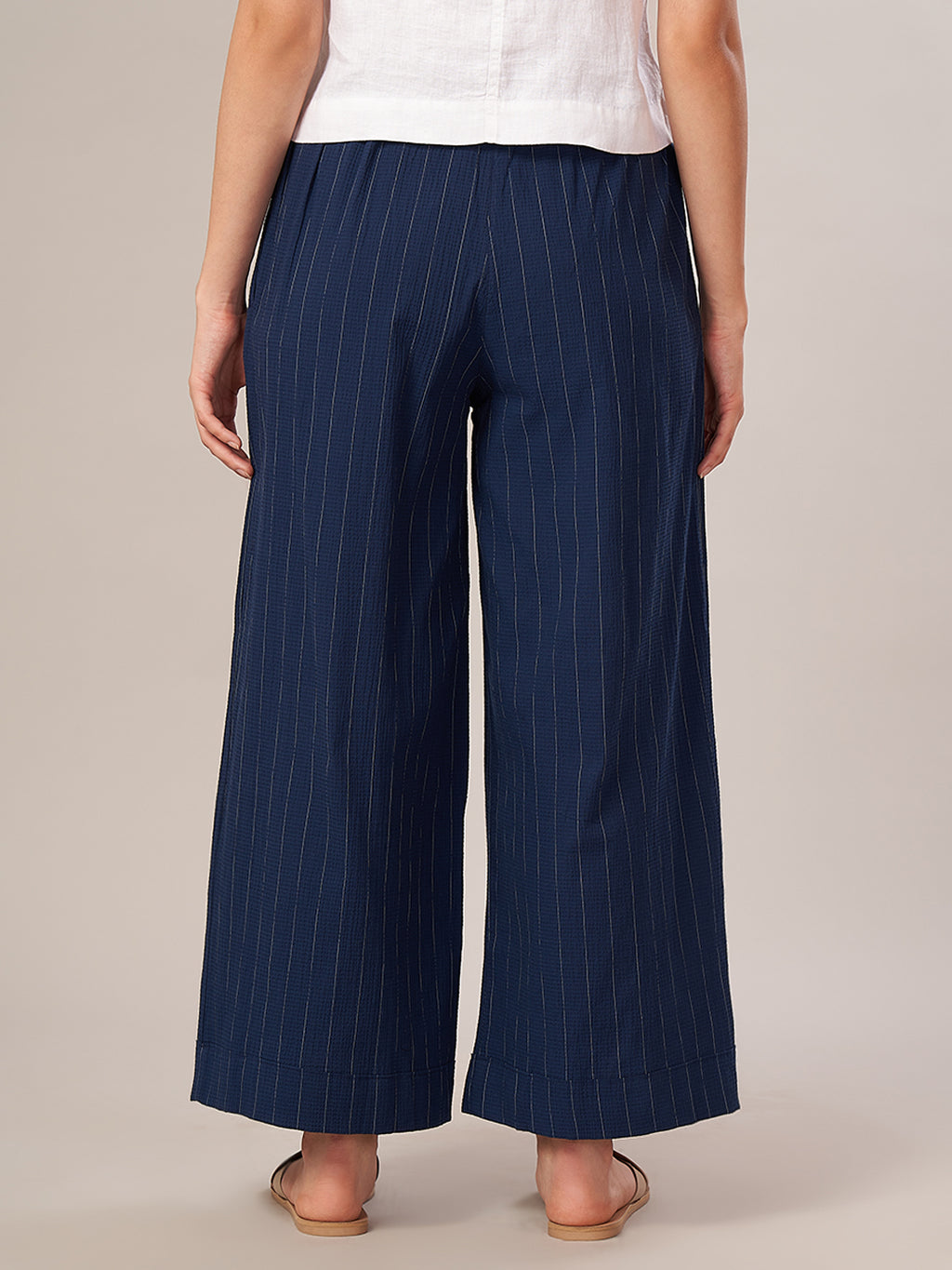 Women's Cotton Lycra Regular Fit Pant Navy