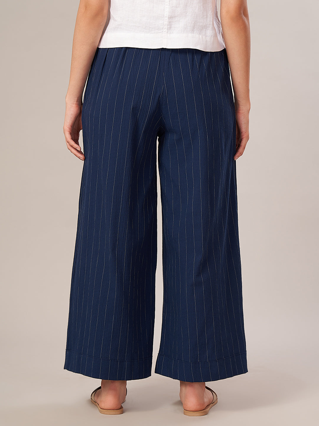 Women's Cotton Lycra Regular Fit Pant Navy