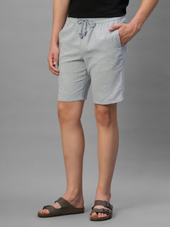 Men's Grey Cotton Linen Regular Fit Shorts