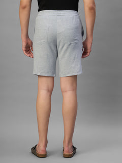 Men's Grey Cotton Linen Regular Fit Shorts