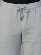 Men's Grey Cotton Linen Regular Fit Shorts