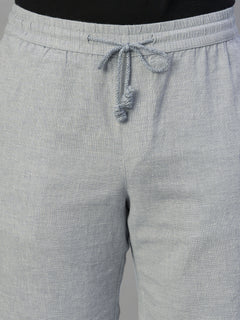 Men's Grey Cotton Linen Regular Fit Shorts