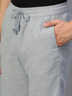 Men's Grey Cotton Linen Regular Fit Shorts