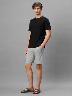 Men's Grey Cotton Linen Regular Fit Shorts