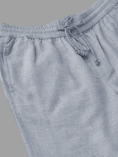 Men's Grey Cotton Linen Regular Fit Shorts
