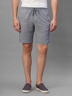 Men's Navy Cotton Linen Regular Fit Shorts