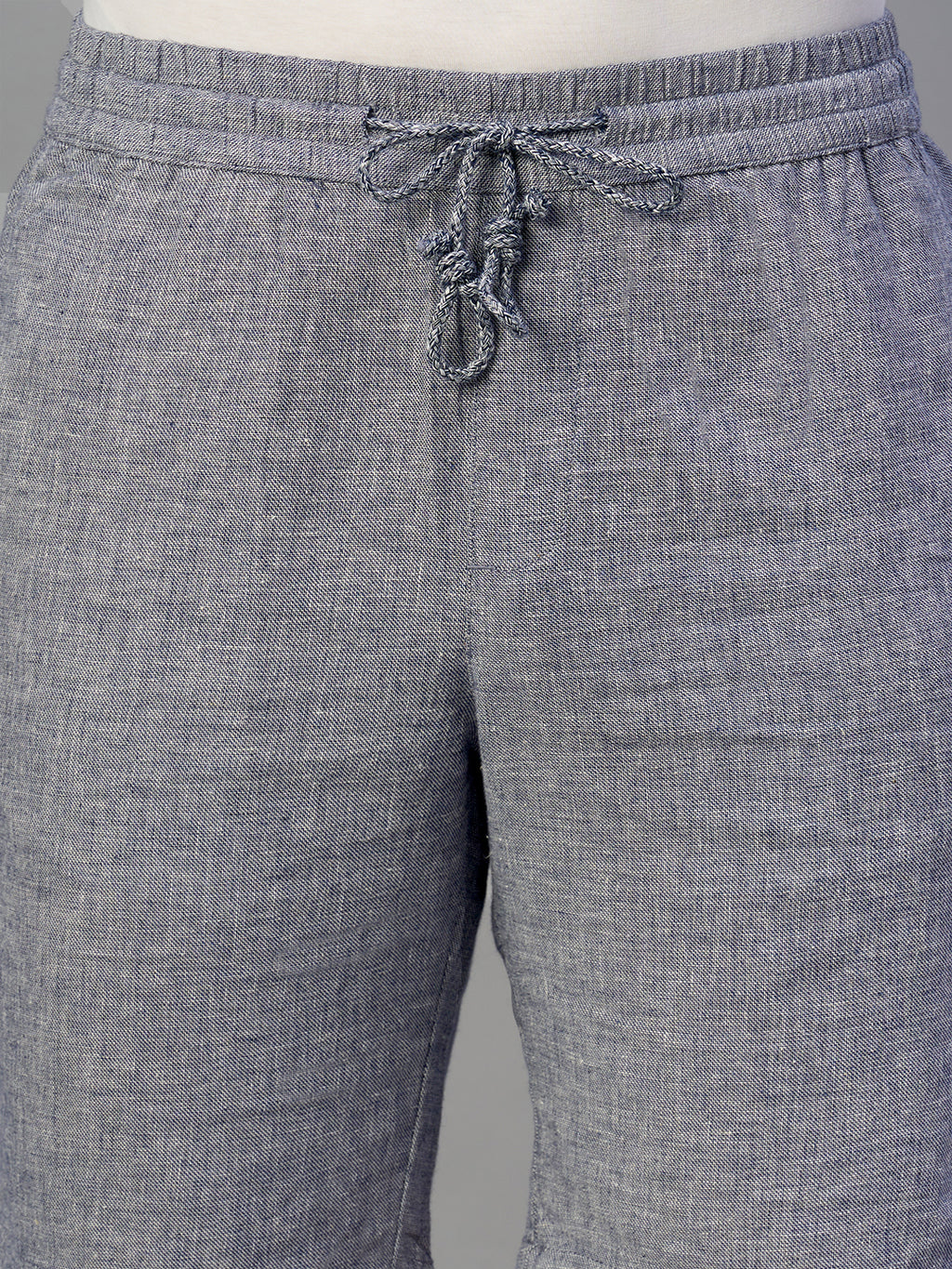 Men's Navy Cotton Linen Regular Fit Shorts