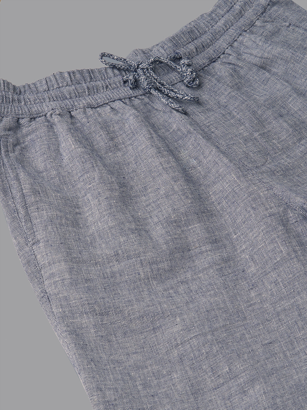 Men's Navy Cotton Linen Regular Fit Shorts
