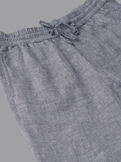 Men's Navy Cotton Linen Regular Fit Shorts
