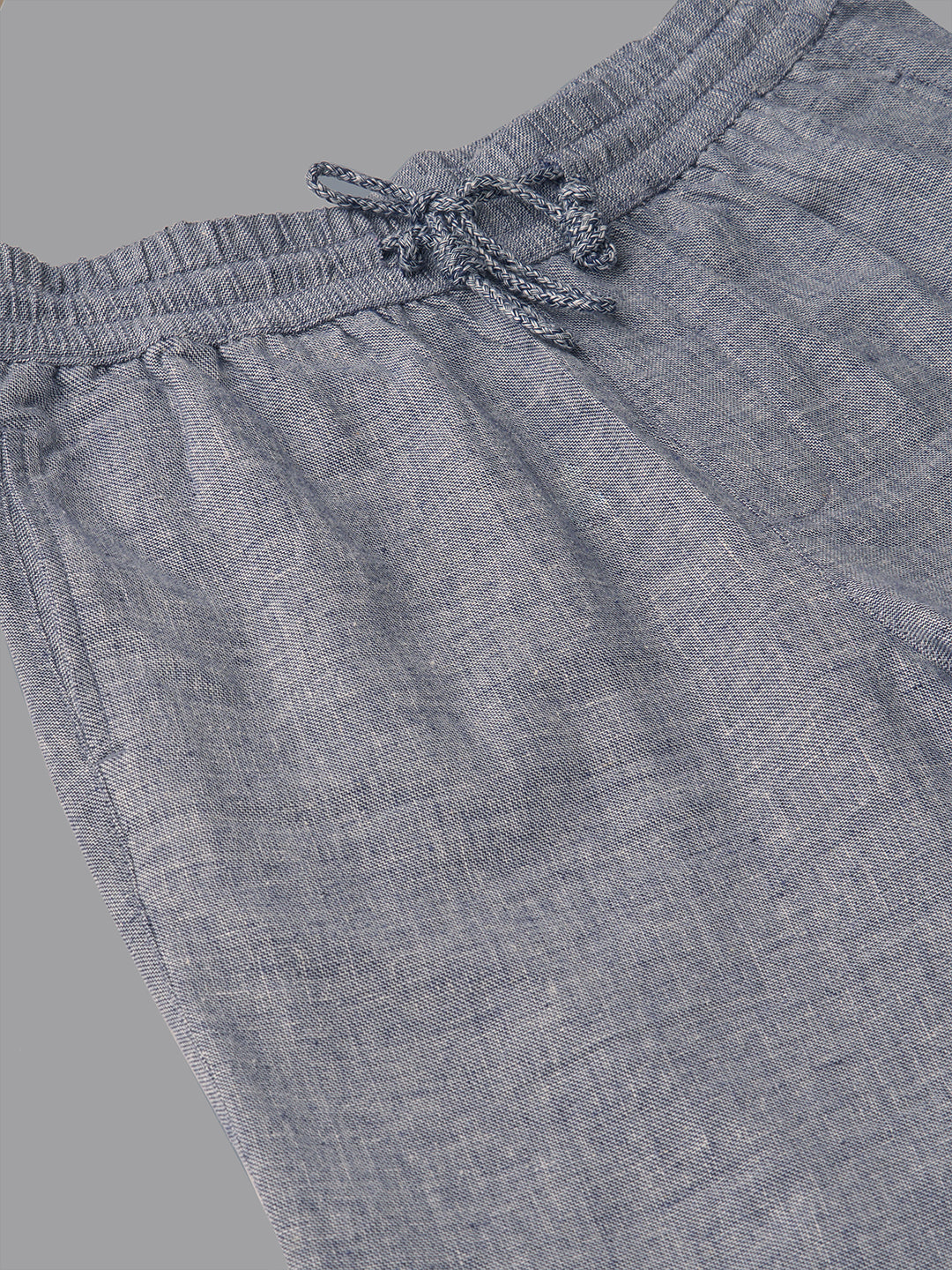 Men's Navy Cotton Linen Regular Fit Shorts