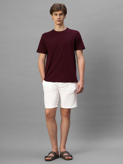 Men's White Cotton Linen Regular Fit Shorts