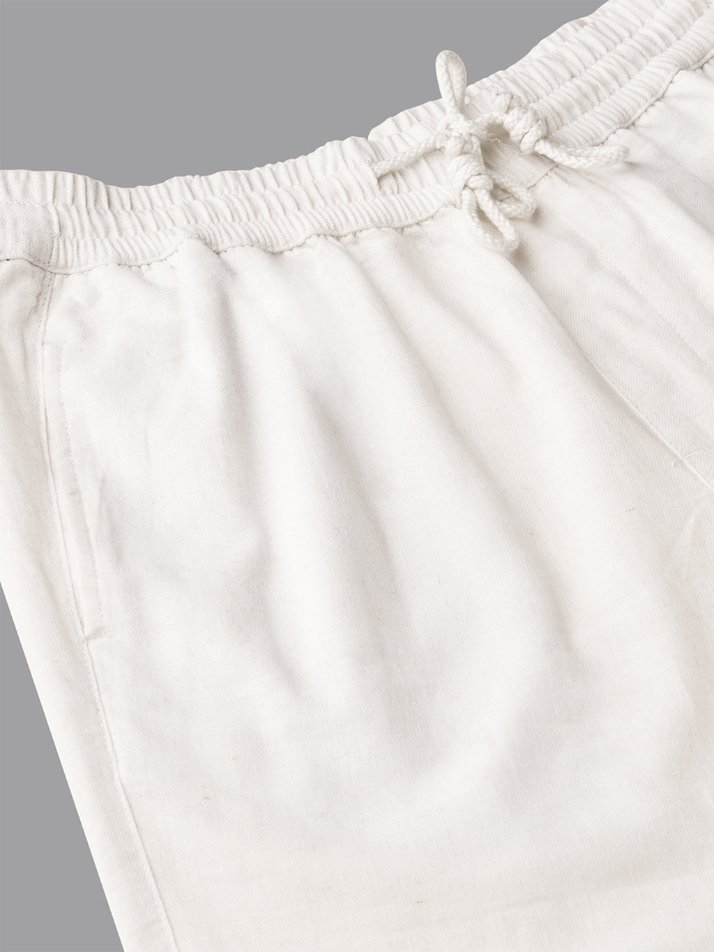 Men's White Cotton Linen Regular Fit Shorts