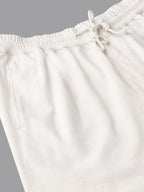 Men's White Cotton Linen Regular Fit Shorts