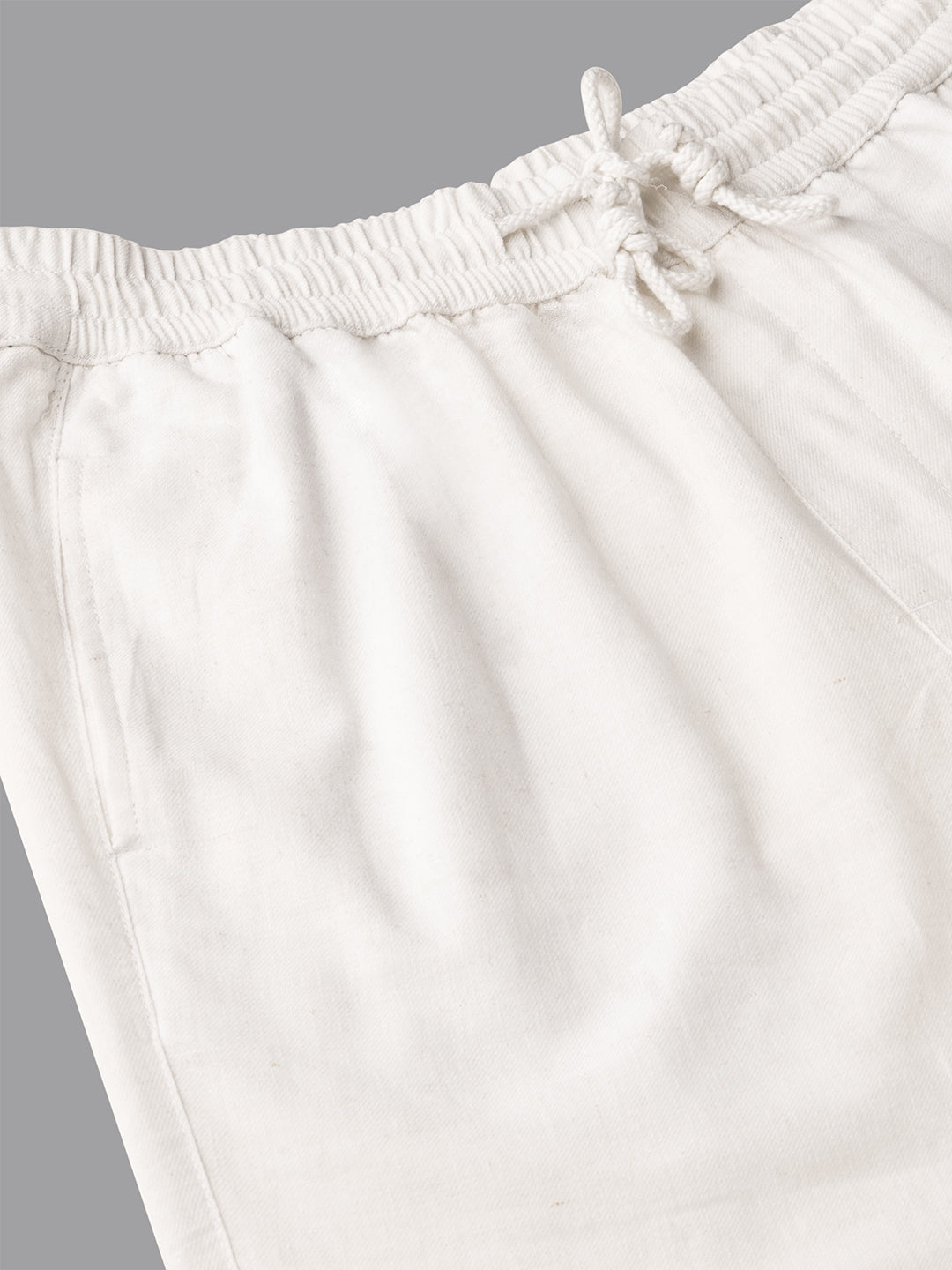 Men's White Cotton Linen Regular Fit Shorts