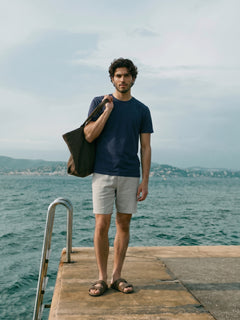 Men's Natural Cotton Linen Regular Fit Shorts