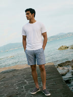 Men's Navy Cotton Linen Regular Fit Shorts