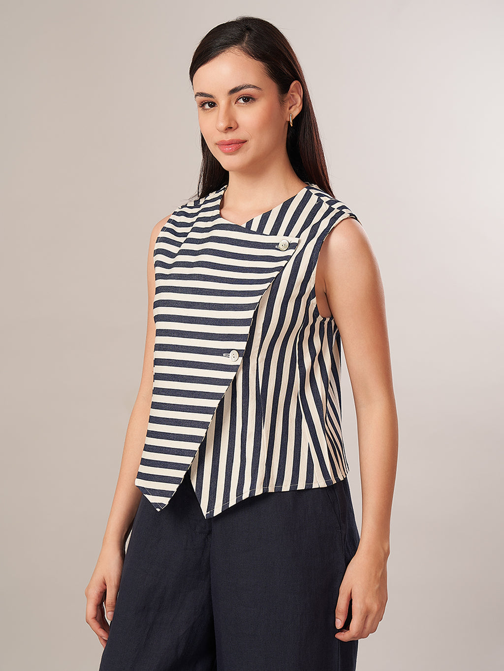 Women's Cotton Lycra Regular Fit Blouse Denim