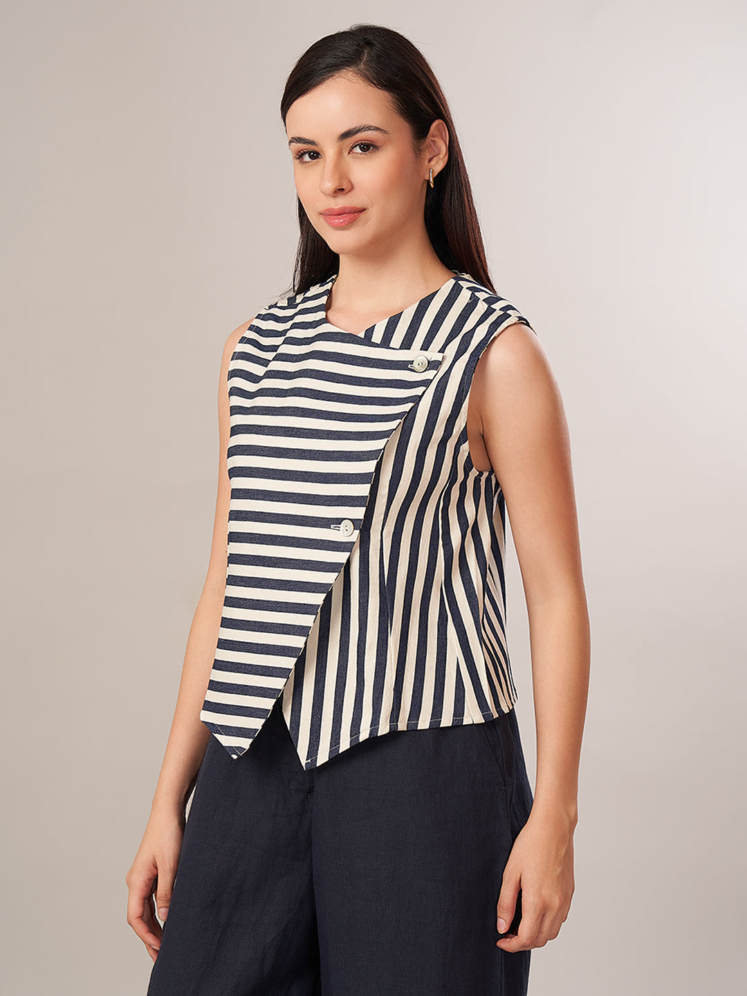 Women's Cotton Lycra Regular Fit Blouse Denim