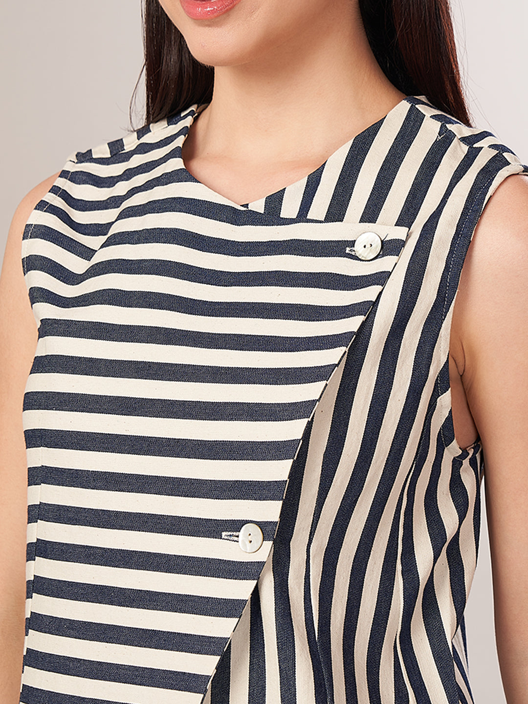 Women's Cotton Lycra Regular Fit Blouse Denim