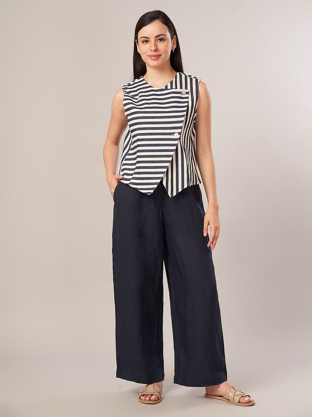 Women's Cotton Lycra Regular Fit Blouse Denim