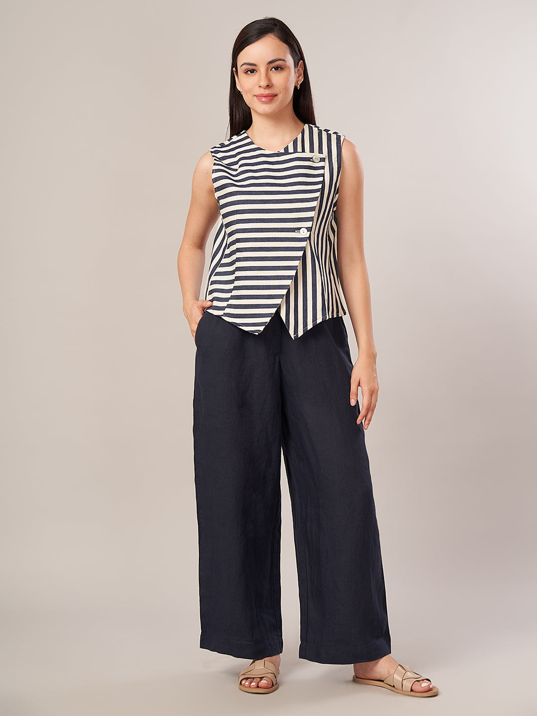 Women's Cotton Lycra Regular Fit Blouse Denim