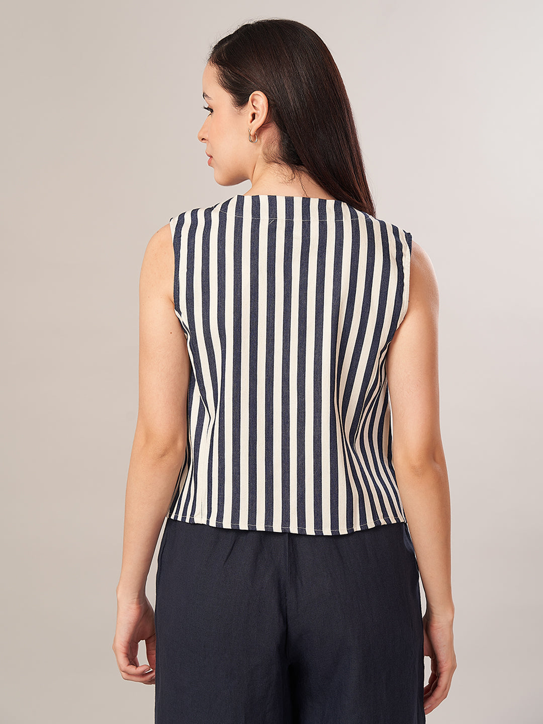 Women's Cotton Lycra Regular Fit Blouse Denim