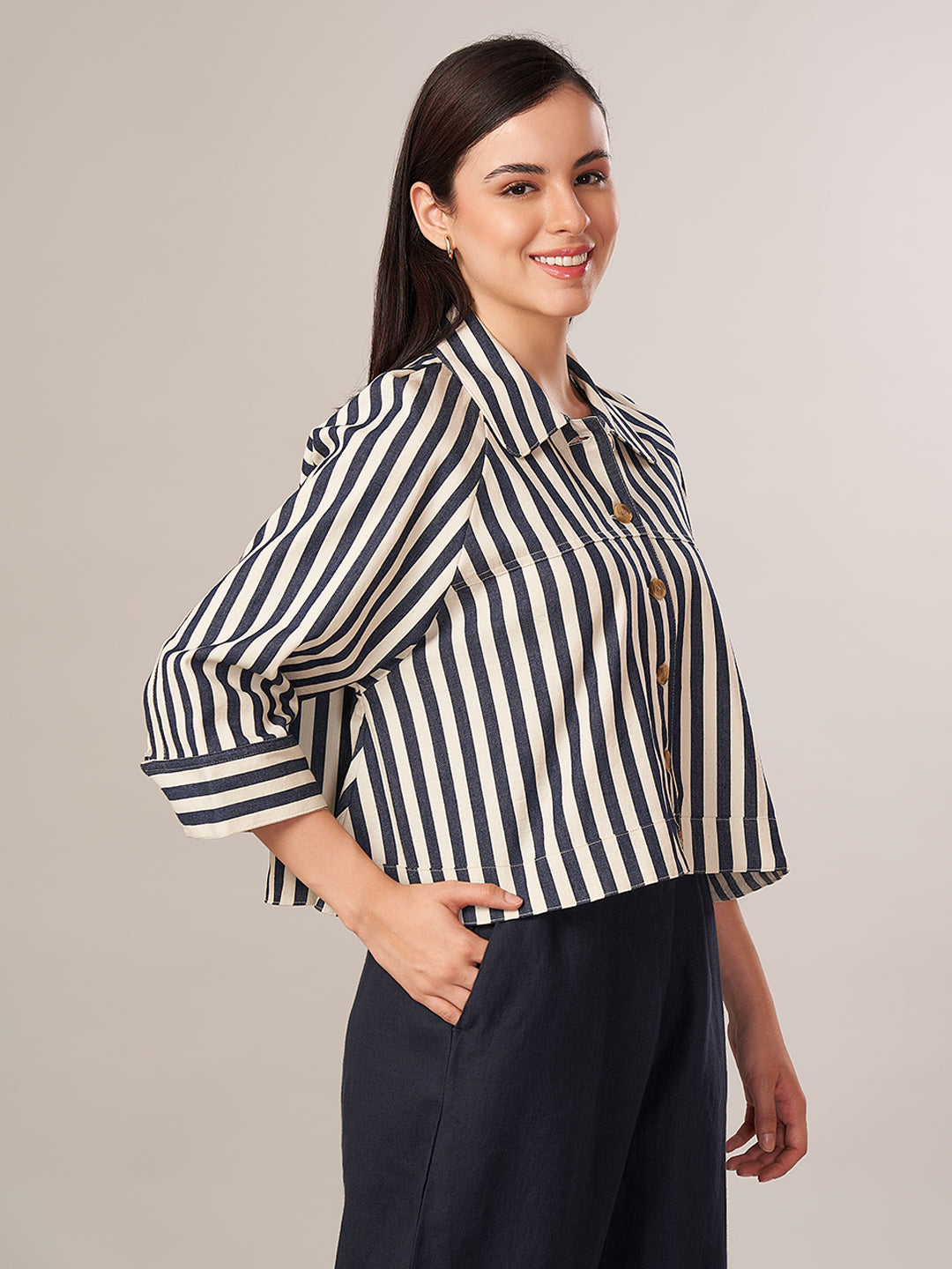 Women's Cotton Lycra Regular Fit Jacket Denim