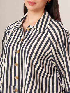 Women's Cotton Lycra Regular Fit Jacket Denim