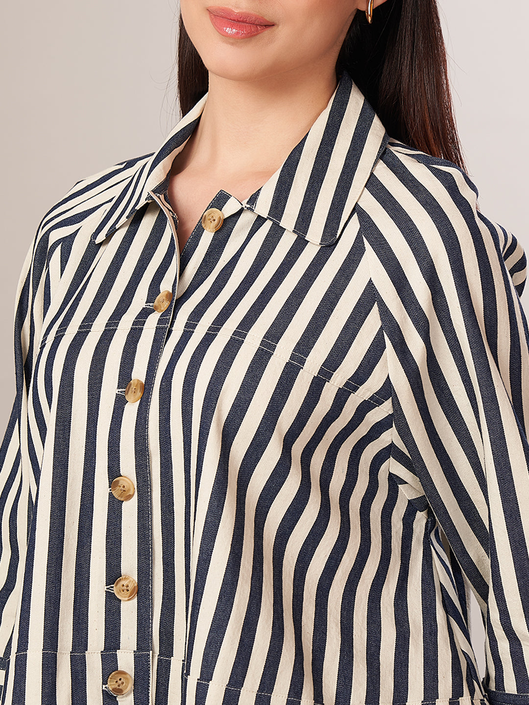 Women's Cotton Lycra Regular Fit Jacket Denim