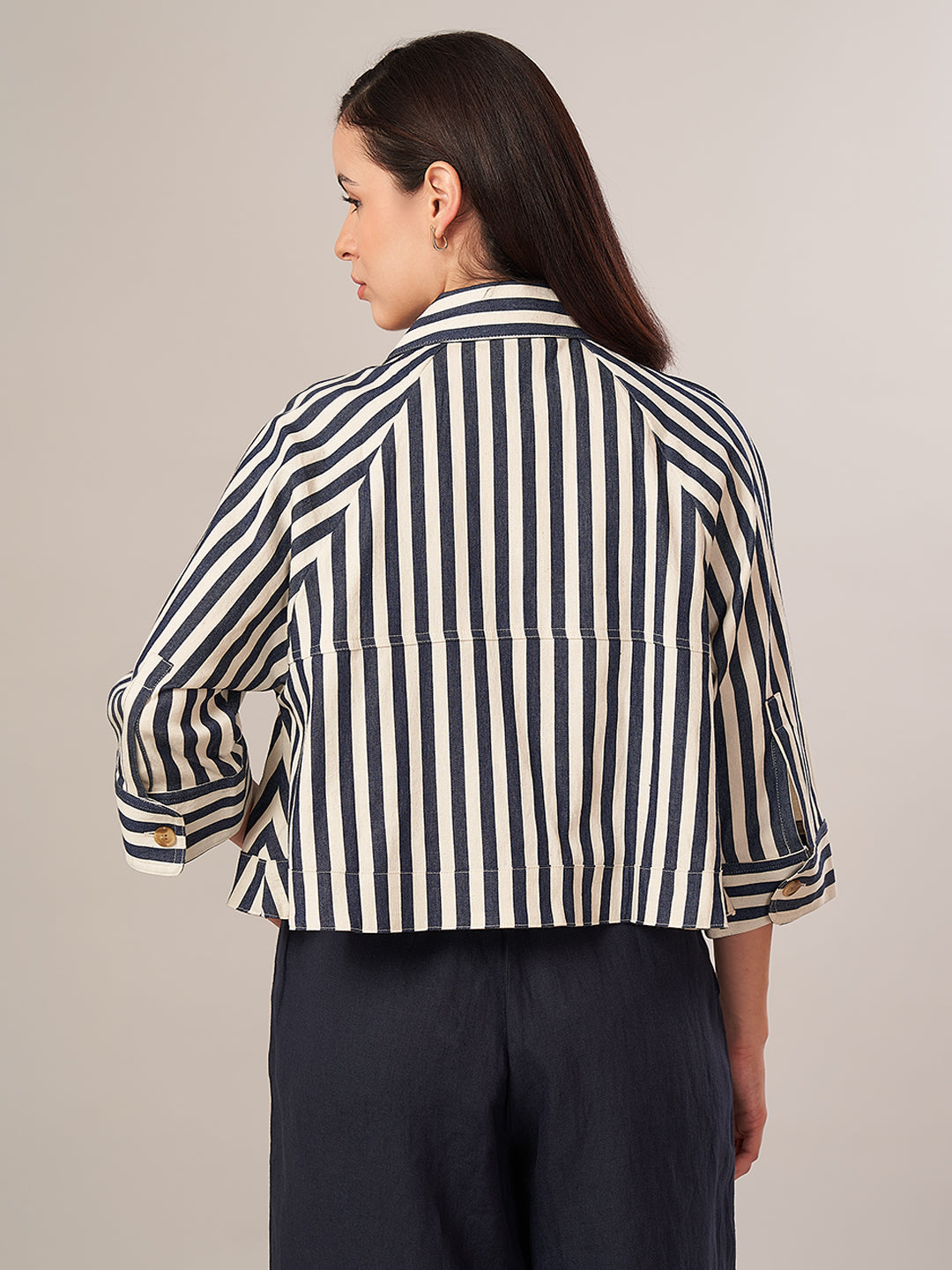 Women's Cotton Lycra Regular Fit Jacket Denim