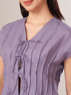 Women's 100% Linen Regular Fit Blouse Purple