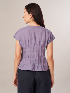Women's 100% Linen Regular Fit Blouse Purple