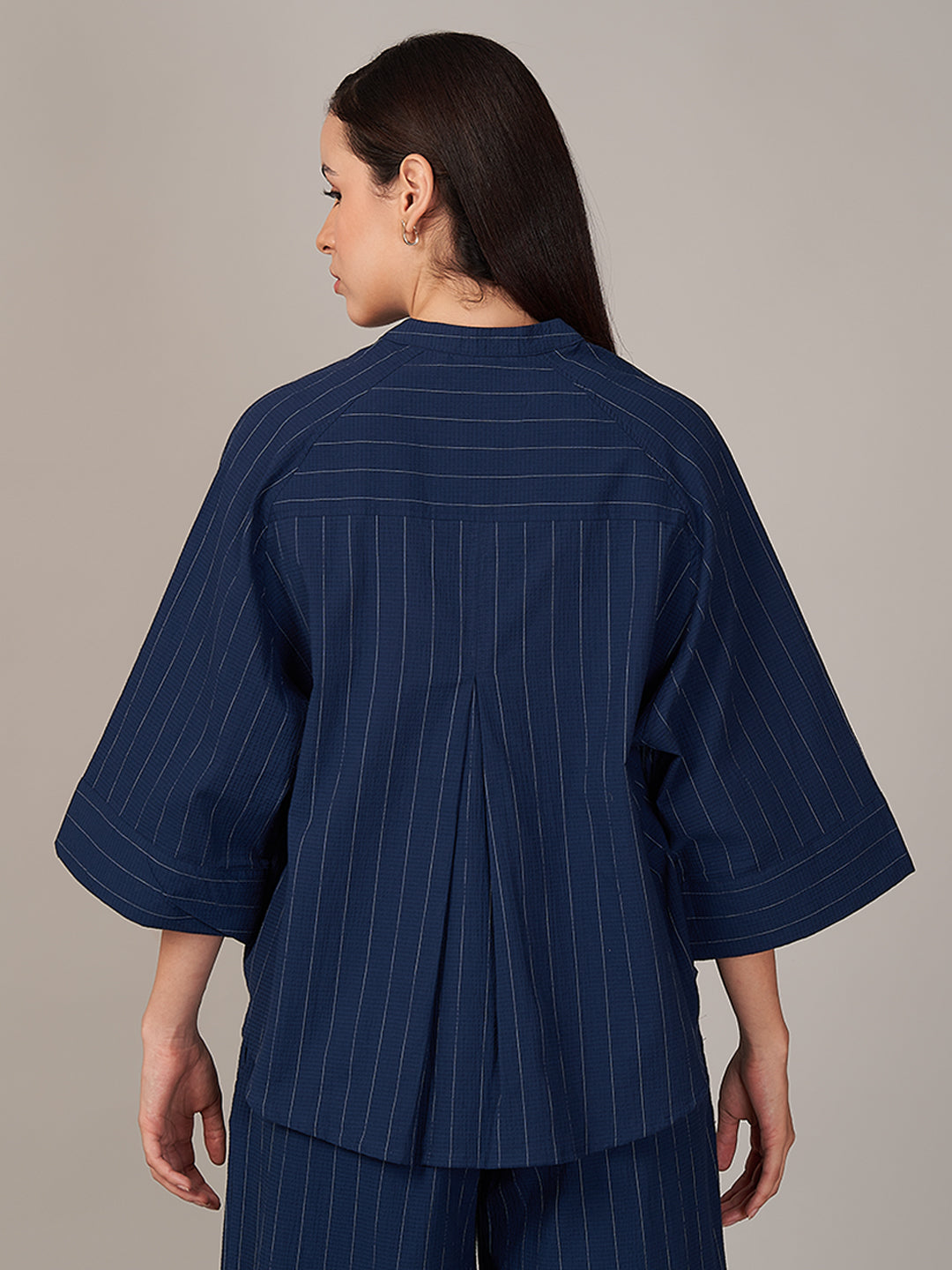 Women's Cotton Lycra Relax Fit Blouse Navy