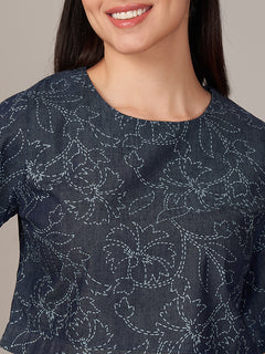 Women's 100% Cotton Regular Fit Blouse Denim