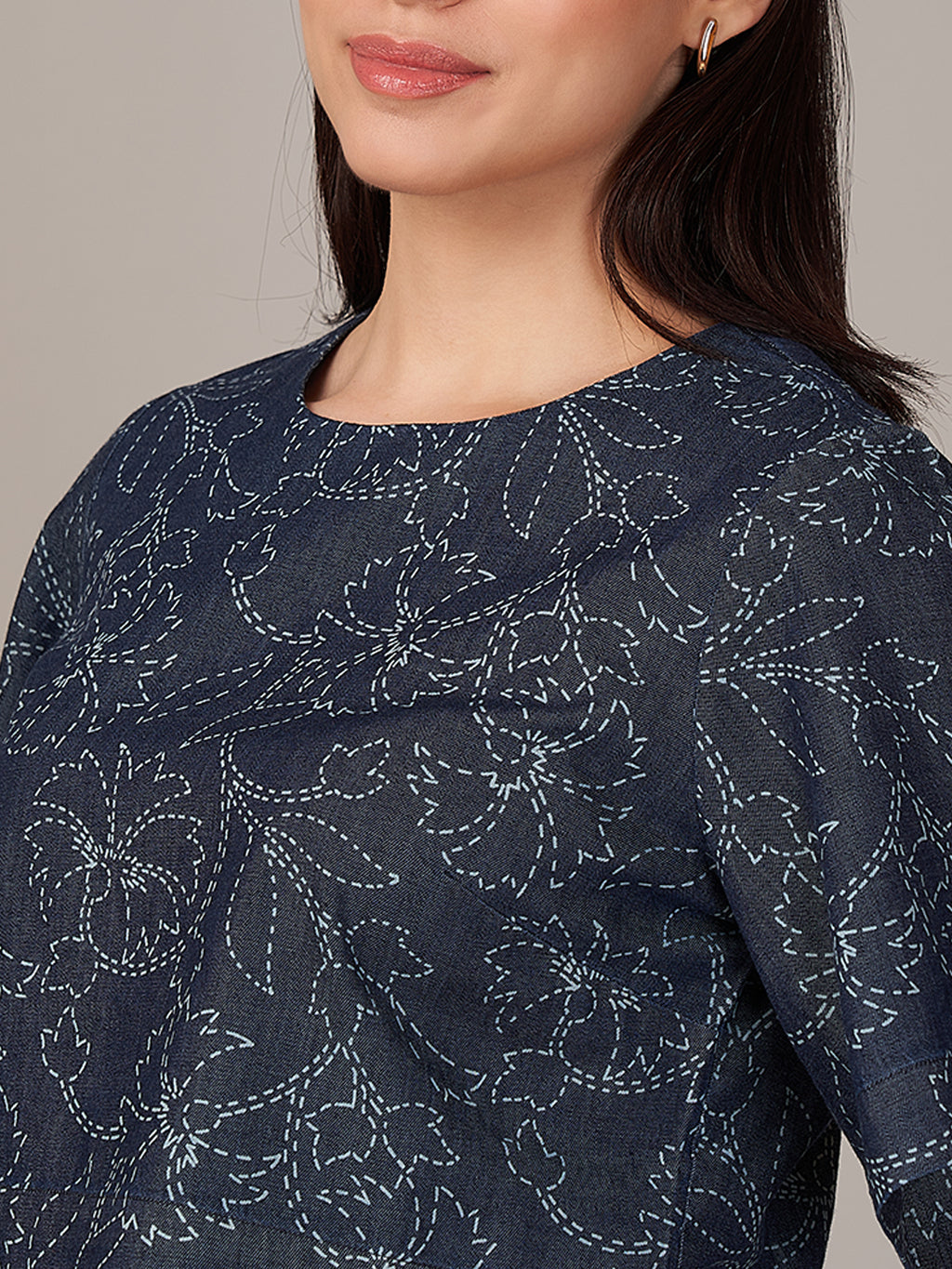 Women's 100% Cotton Regular Fit Blouse Denim