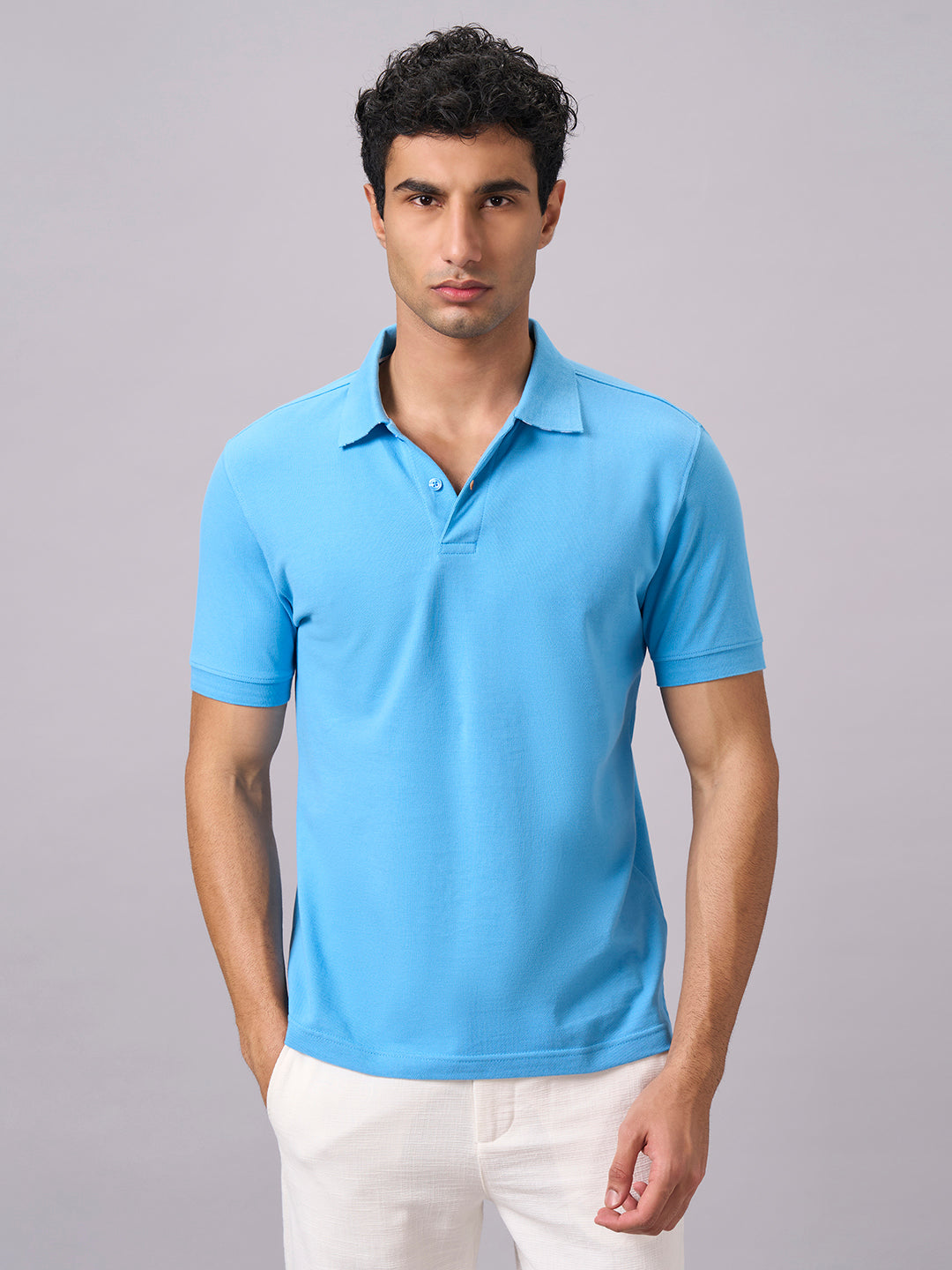 Men's Blue 100% Organic Cotton Regular Fit Tshirt