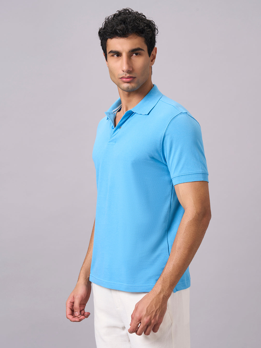 Men's Blue 100% Organic Cotton Regular Fit Tshirt