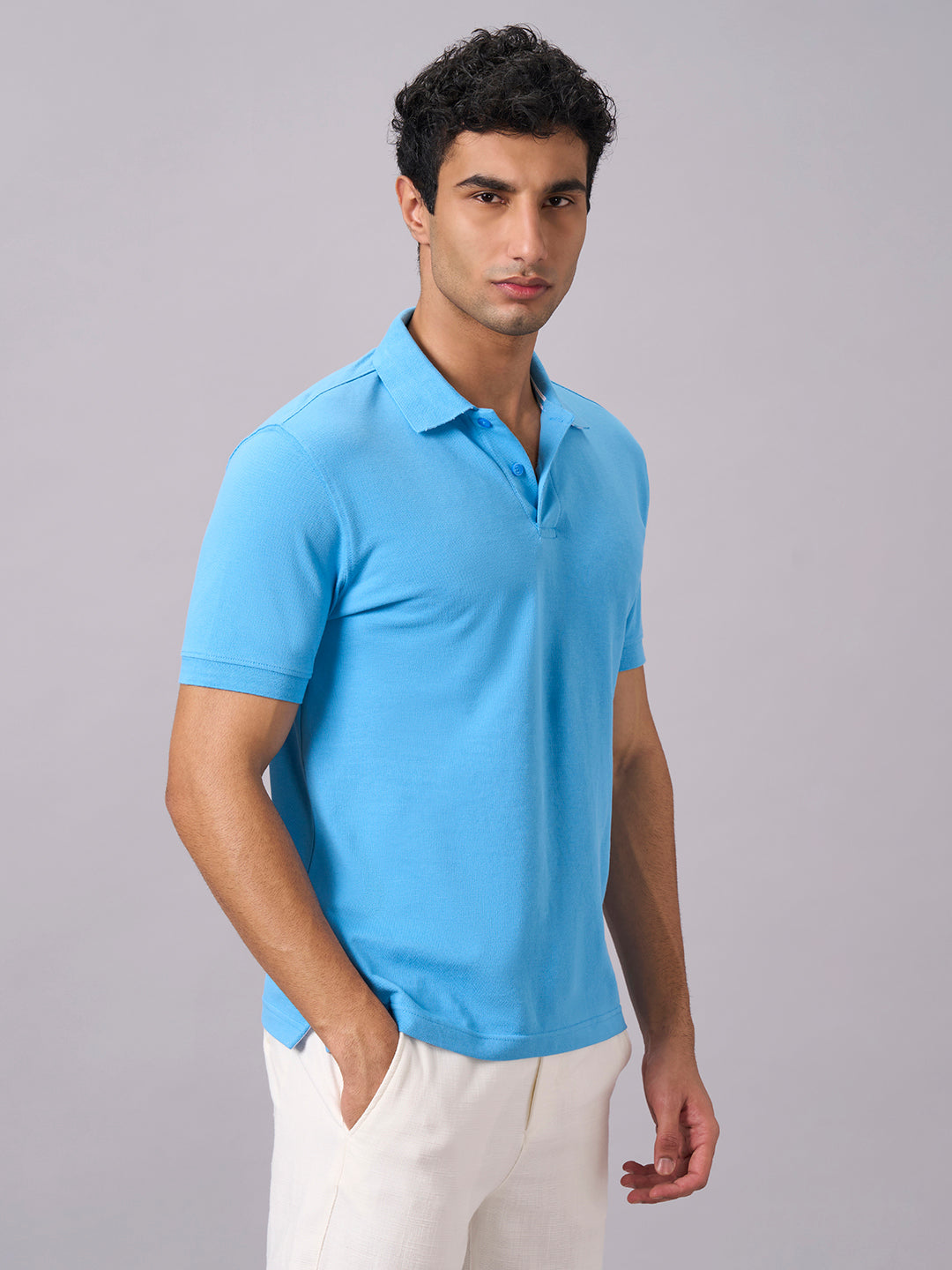 Men's Blue 100% Organic Cotton Regular Fit Tshirt