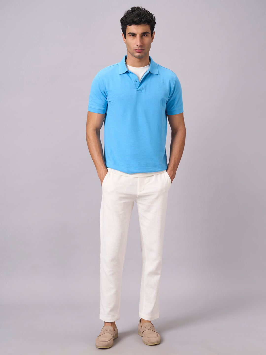Men's Blue 100% Organic Cotton Regular Fit Tshirt