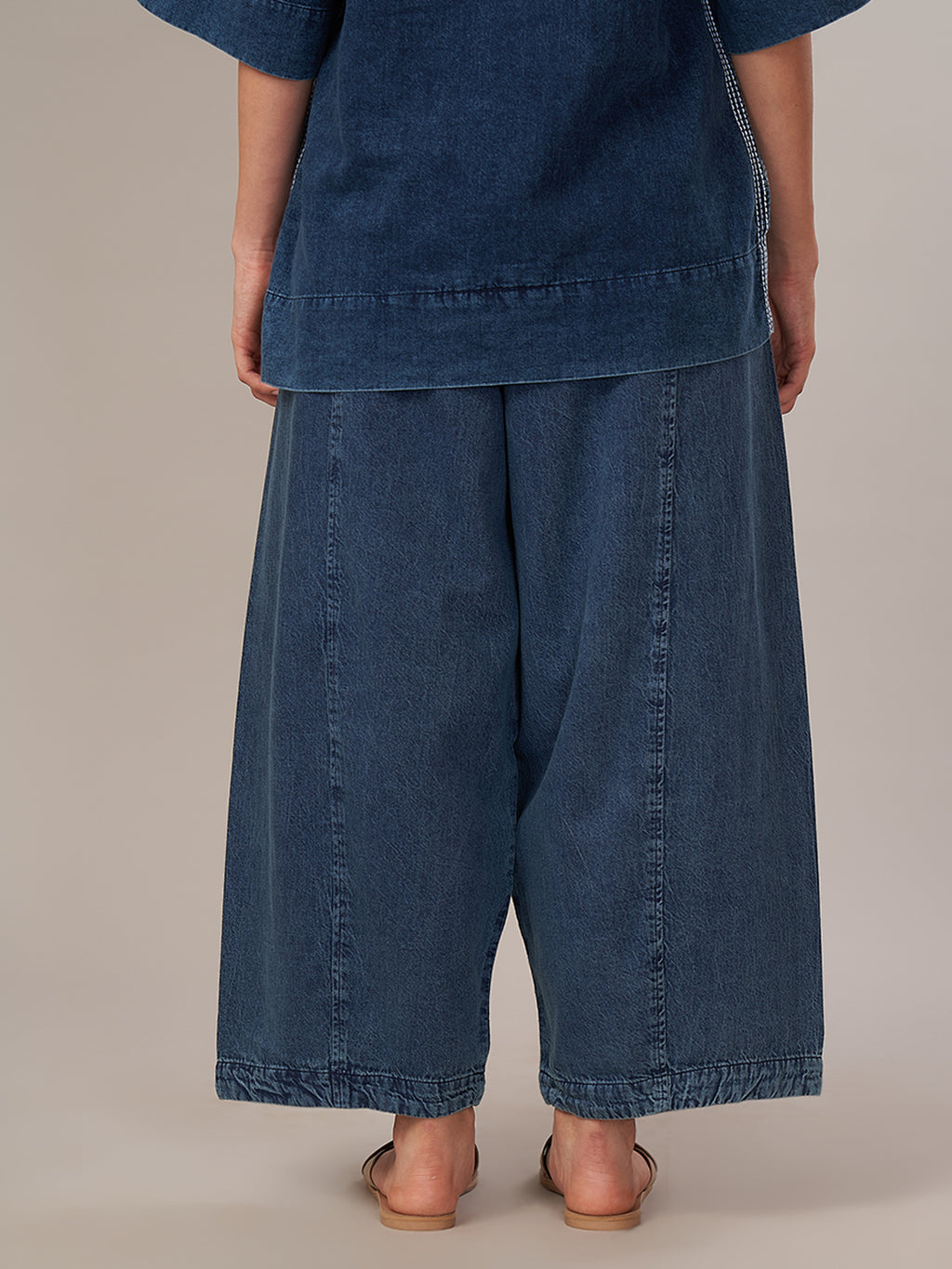 Women's 100% Cotton Barrel Leg Pant Denim Blue
