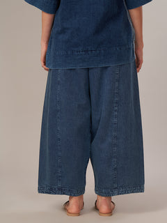 Women's 100% Cotton Barrel Leg Pant Denim Blue
