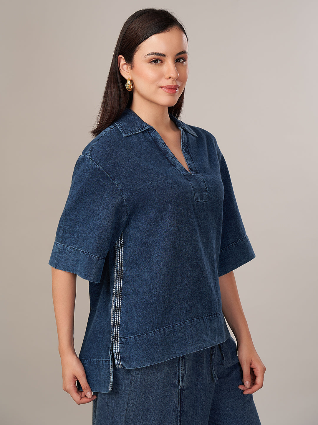 Women's 100% Relax Fit Blouse Denim