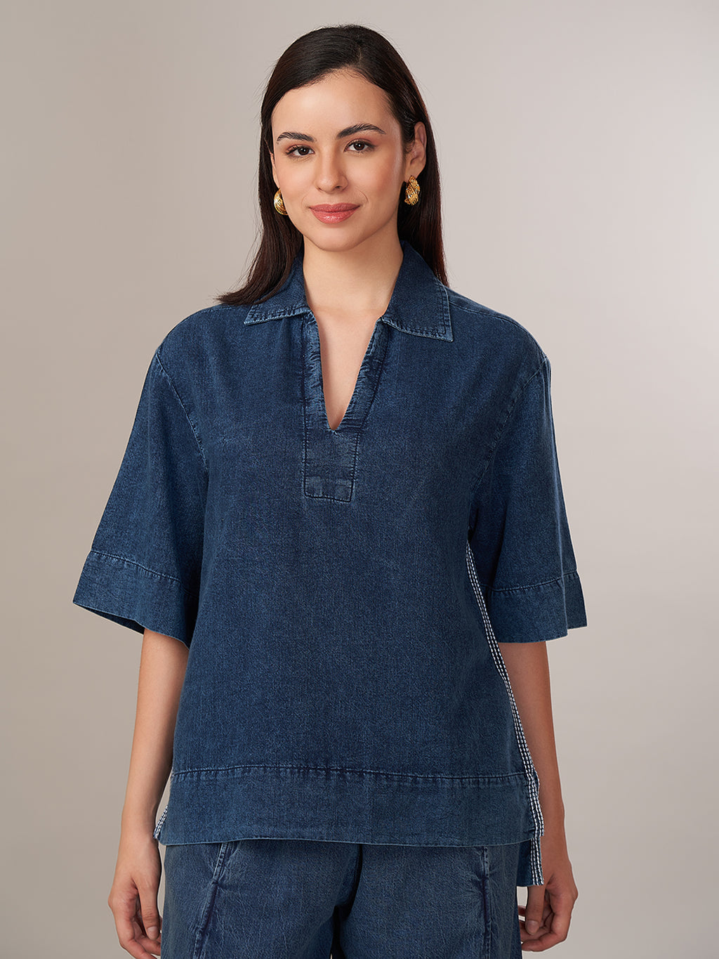 Women's 100% Relax Fit Blouse Denim