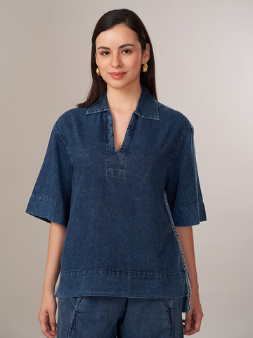 Women's 100% Relax Fit Blouse Denim