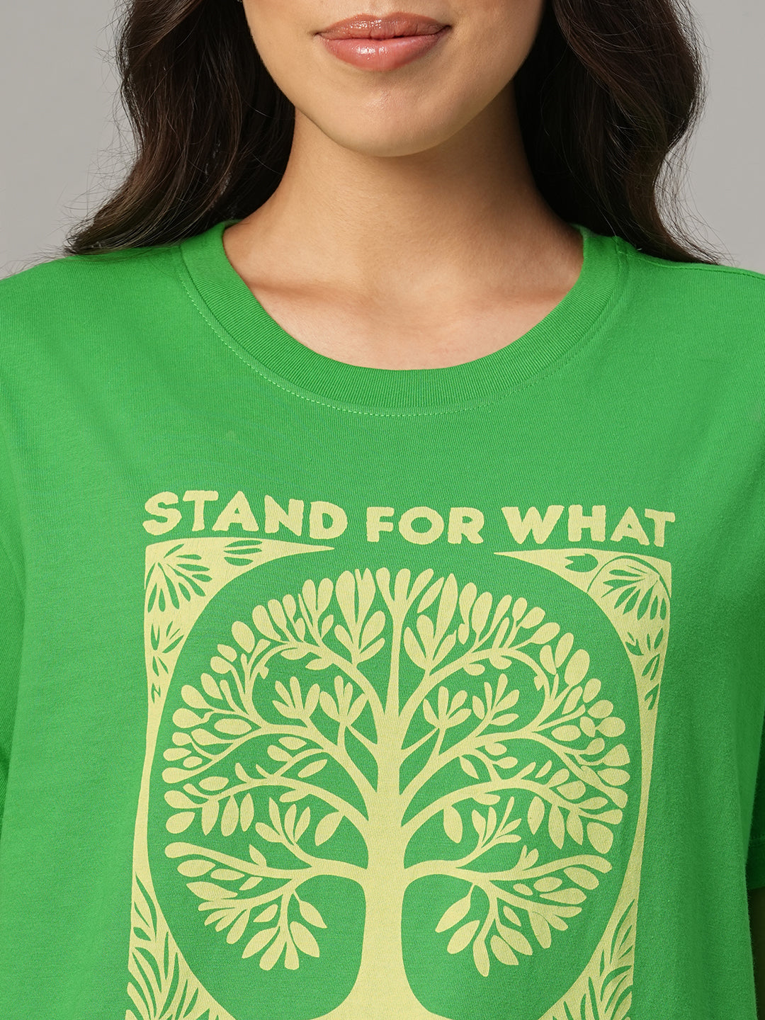Women's Green 100% Organic Cotton Regular Fit Tshirt
