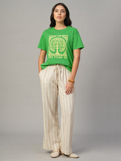 Women's Green 100% Organic Cotton Regular Fit Tshirt